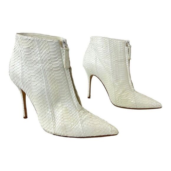 Manolo Blahnik Size 38 US 8 White Ifima Snake Stiletto Heel Ankle Boot Booties - Picture 1 of 8